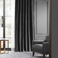 Black Faux Silk Taffeta Curtain 1 Panel 50W X 84L V3514