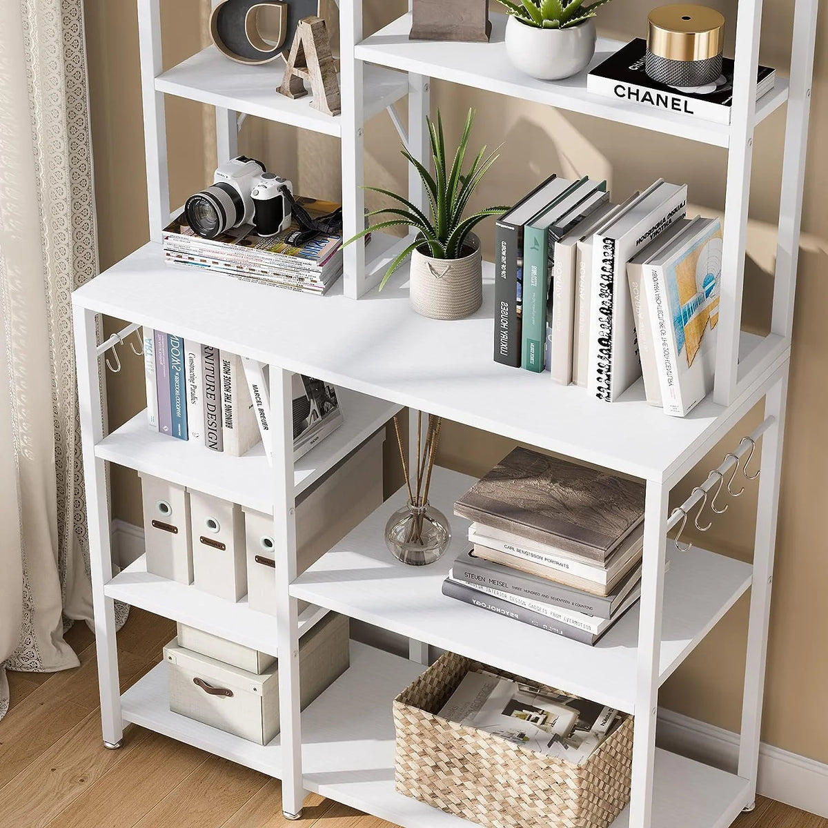White Utility Storage Shelf Microwave Stand H25936