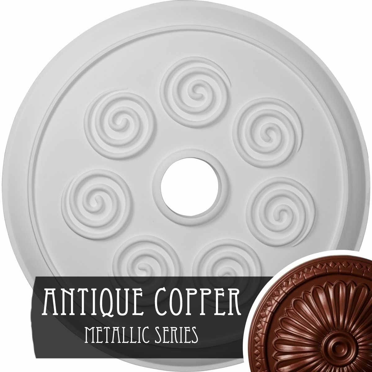 Hand-Painted Copper Green Patina Spiral Ceiling Medallion B846