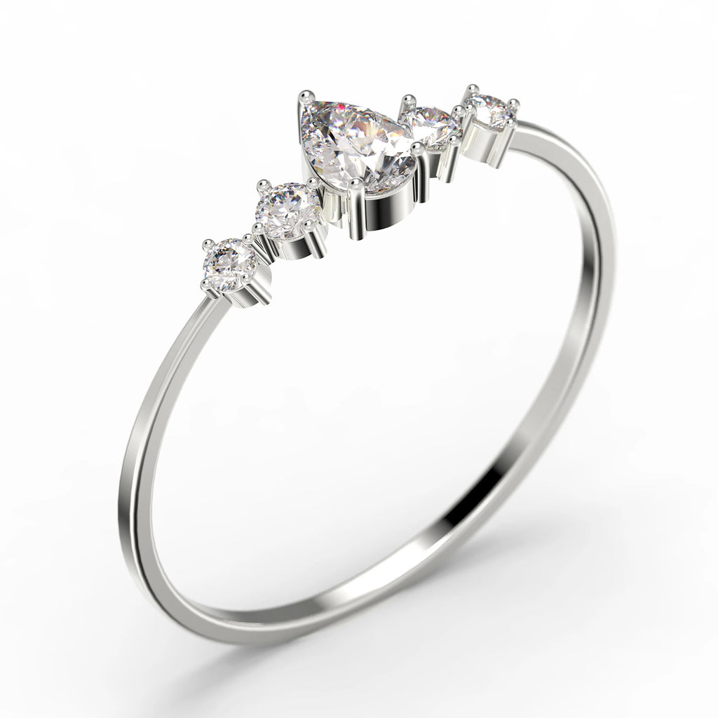 1.05 Carat Pear Cut Moissanite Engagement Ring in 10k Solid White Gold J674199