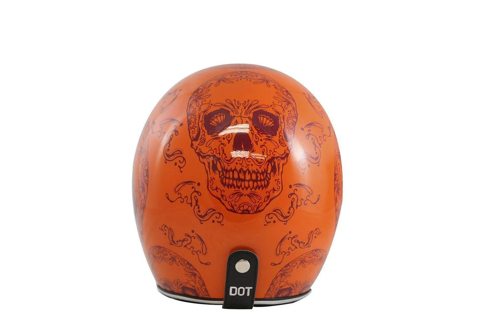 Open Face Helmet with Craneo Graphics (Orange, Large) V36836