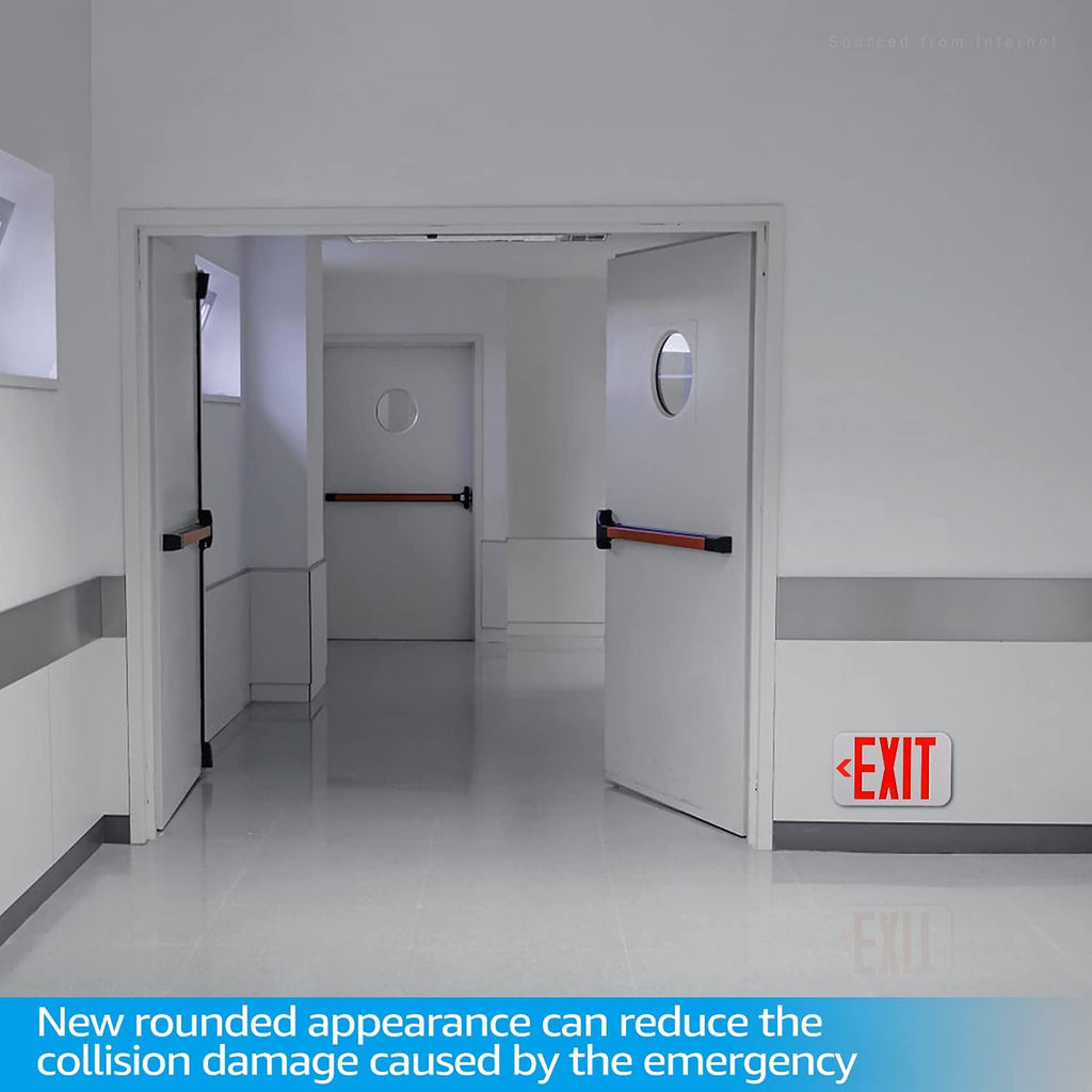 LED Exit Sign with Battery Backup, Double Face, Hardwired, Pack of 6 A3615