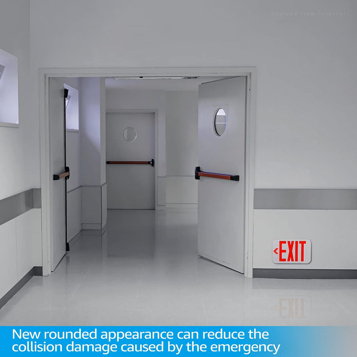 LED Exit Sign with Battery Backup, Double Face, Hardwired, Pack of 6 A3615