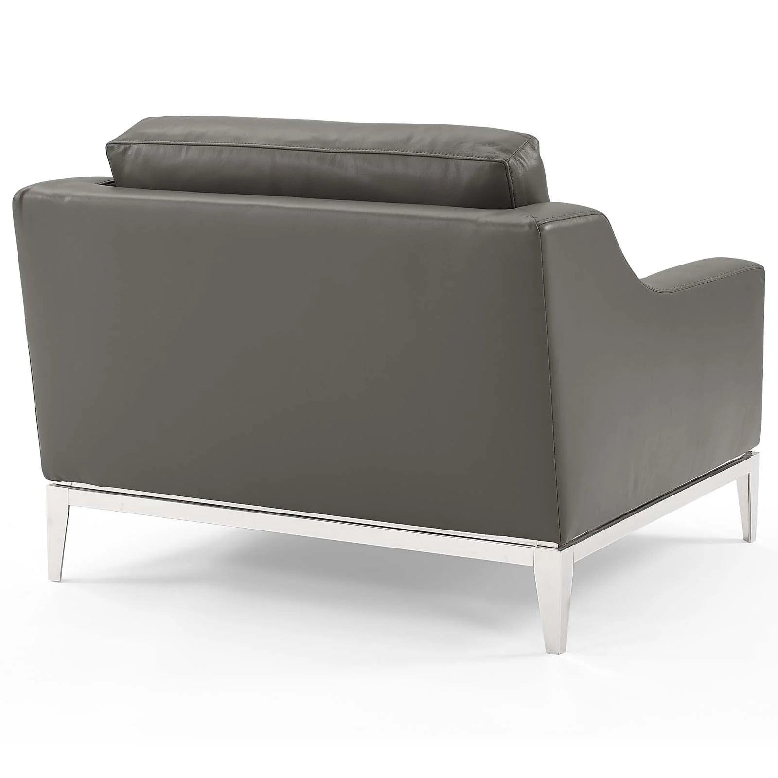 3 Piece Stainless Steel Base Leather Set in Gray V1088