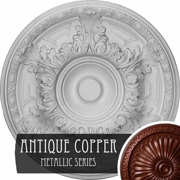 Granada Ceiling Medallion, Hand-Painted Antique Copper L178