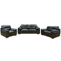 3-Piece Top-Grain Leather Living Room Set in Black G642