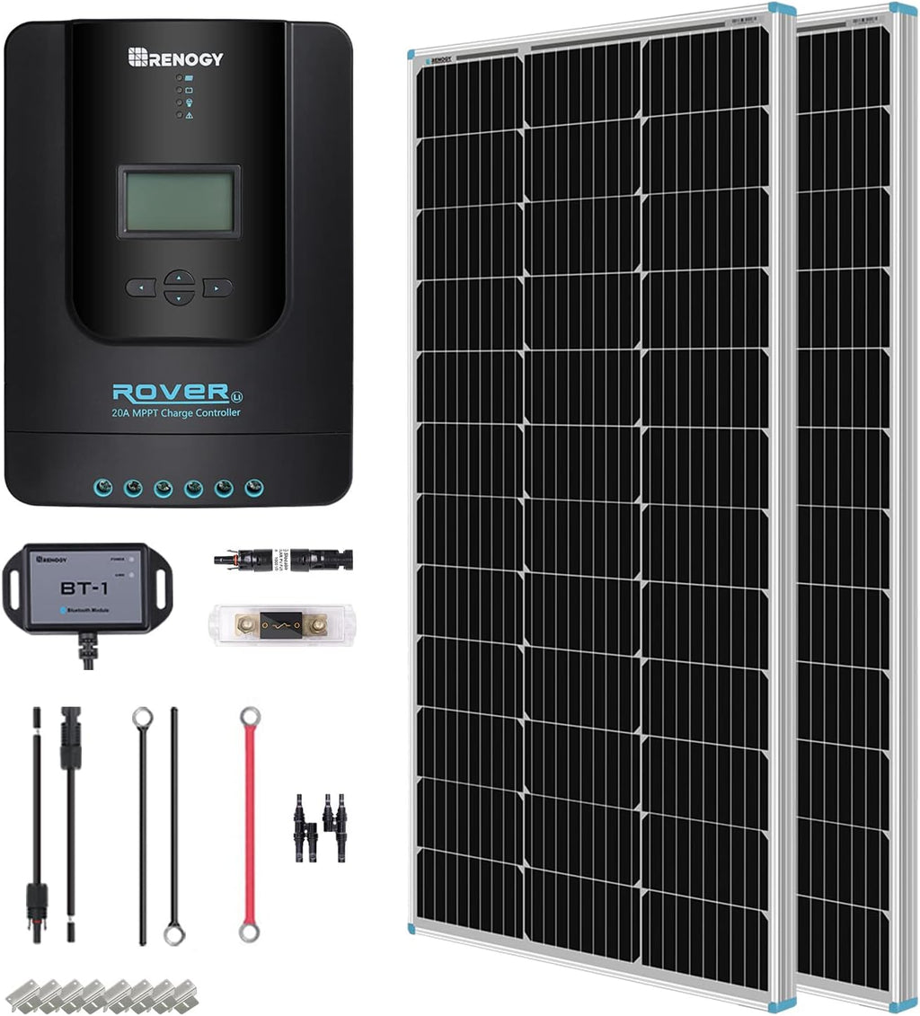 200 Watt 12 Volt Monocrystalline Panel 20A MPPT Charge Controller Set U969