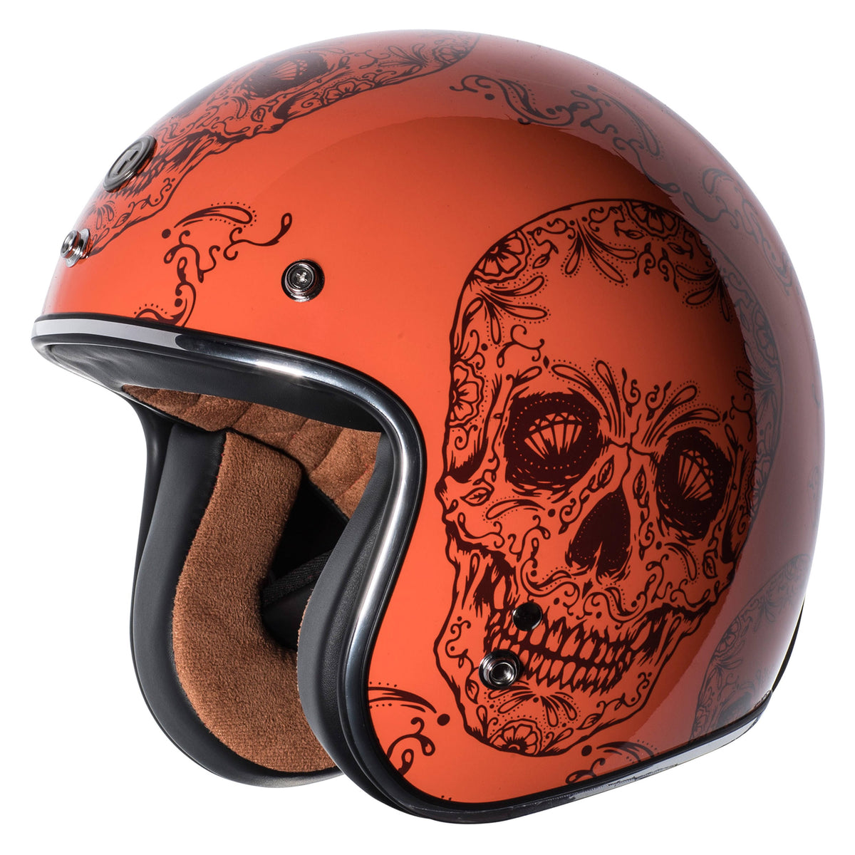 Open Face Helmet with Craneo Graphics (Orange, Large) V36836