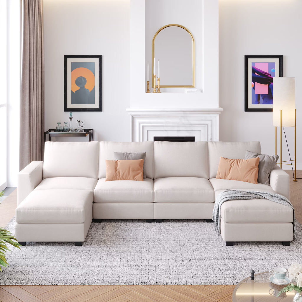 U Shaped Sofa with Removable Ottomans C9447