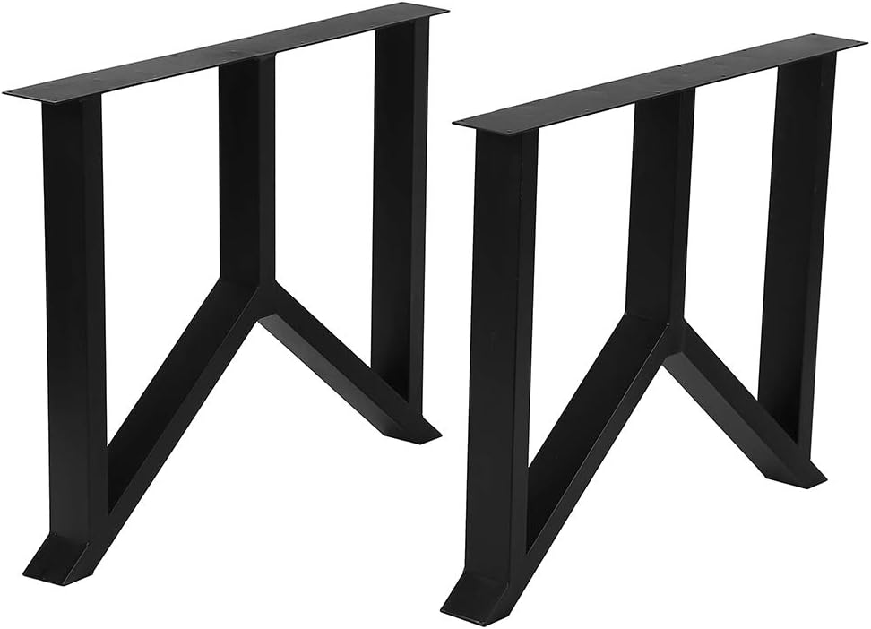 Industrial Black Cast Iron Square Tube Desk Legs 2 Pcs P38059