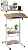 Black Mobile Stand Up Desk with Wheels L572