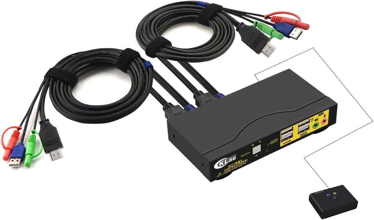 4 Port KVM HDMI Switch with Audio, Microphone, 2 USB 2.0 Hub and Cables I157