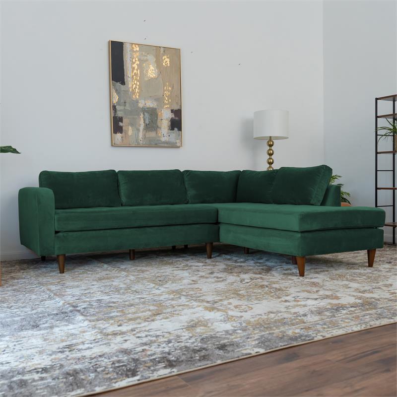 Green Velvet Corner Sectional Sofa P644849