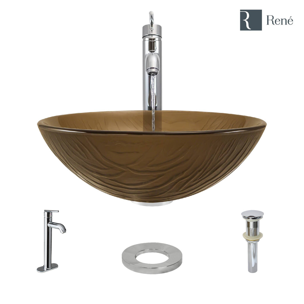 16-5/8x22 Glass Vessel Bathroom Sink with Vessel Faucet U252782
