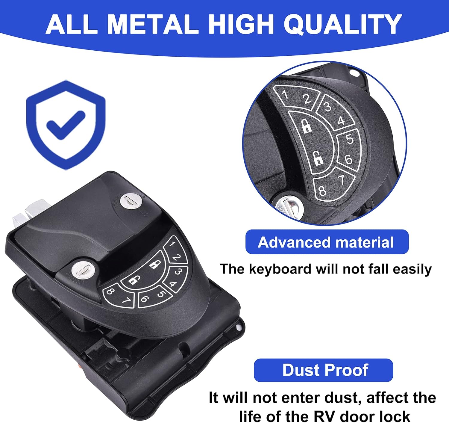 RV Keyless Entry Door Lock with Backlit Keypad and Install Tools K56687