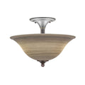 Two Light Semi-Flush Mount with Gray Linen Glass I6490