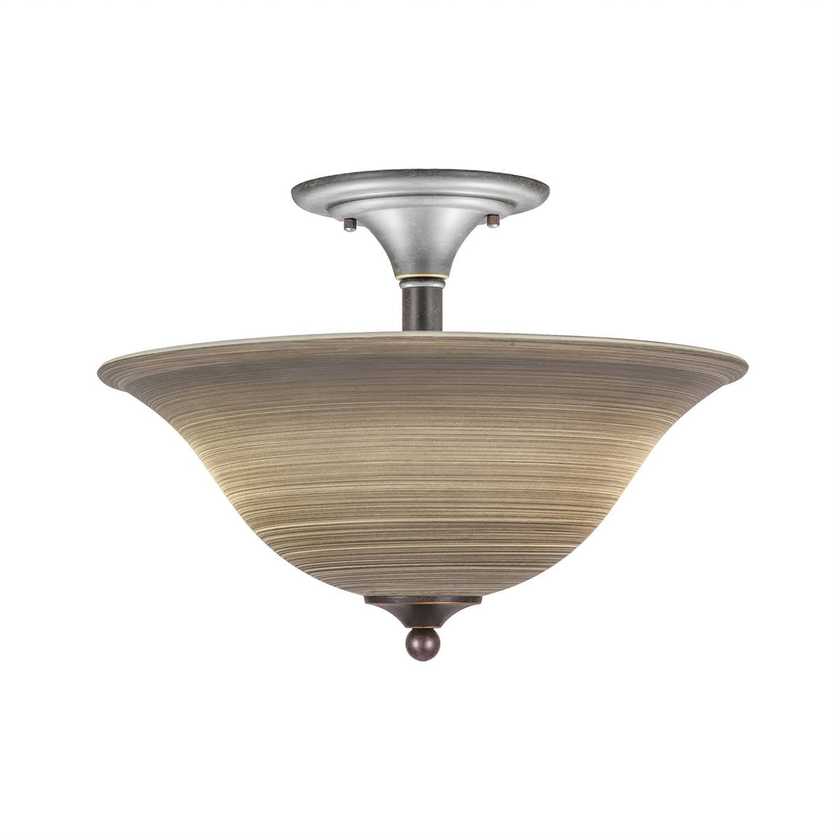 Two Light Semi-Flush Mount with Gray Linen Glass I6490