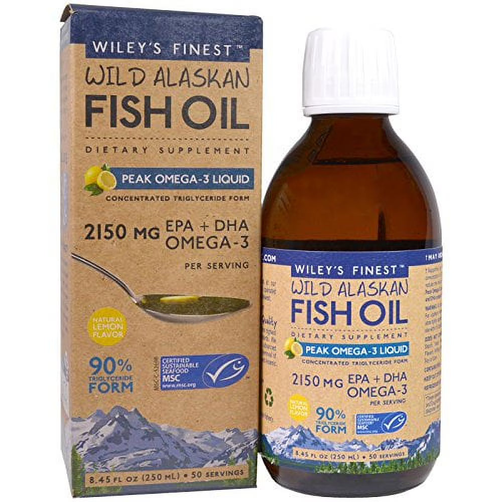 Wild Alaskan Fish Oil Liquid 2150mg EPA + DHA Omega-3 Supplement 50 Servings D3807