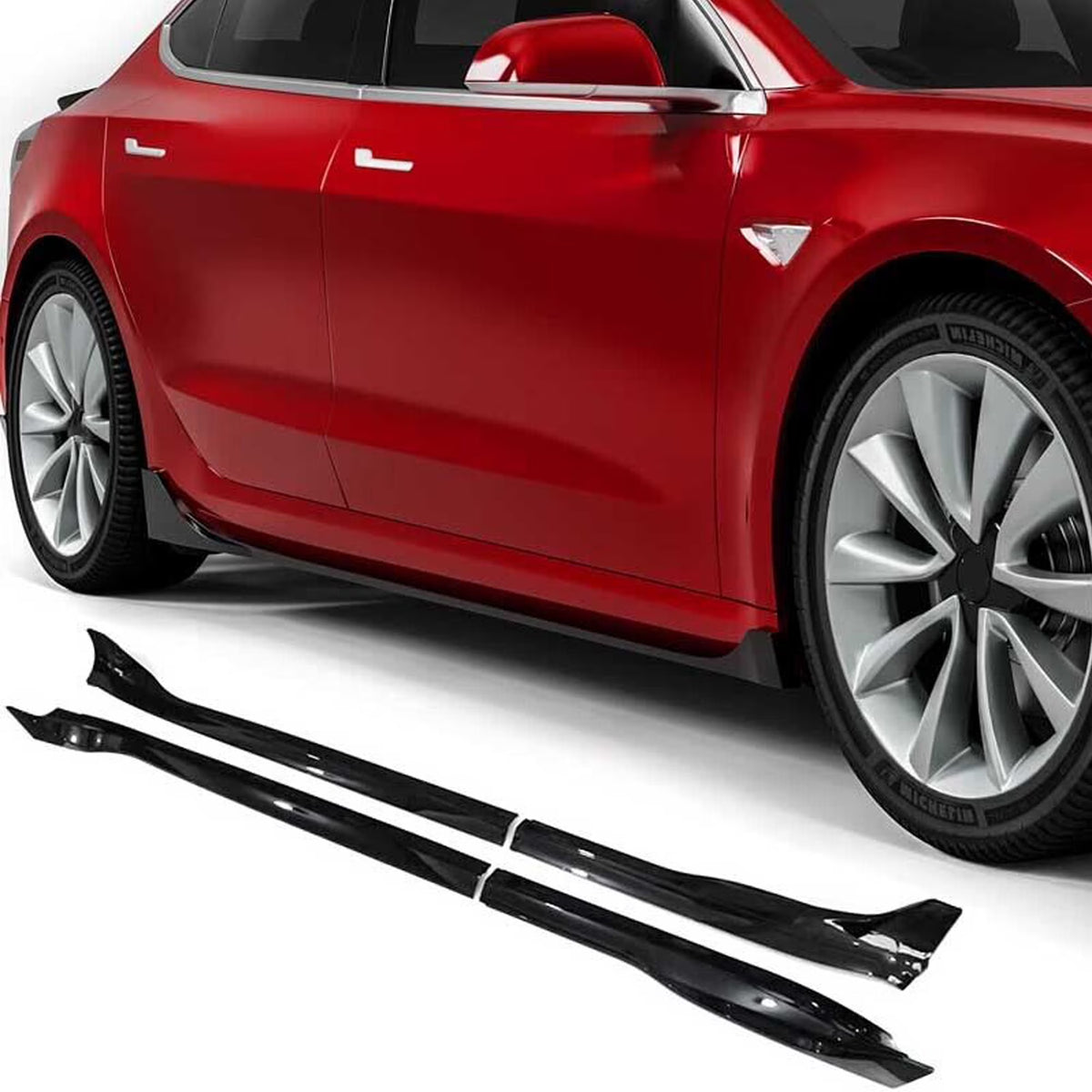Gloss Black ABS Side Skirts for Tesla Model 3 V778