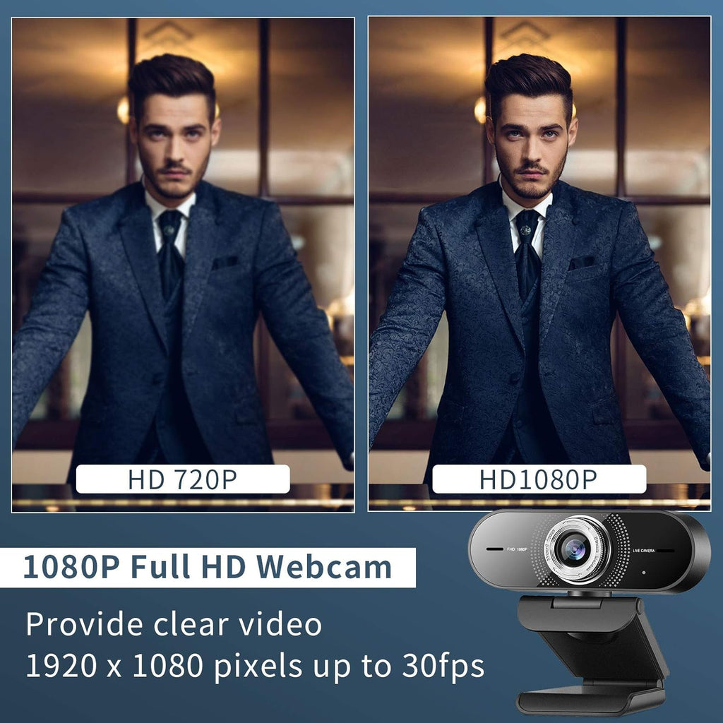 1080P Computer Camera with Microphone, Wide Angle, Manual Focus Webcam, Pack of 2 X21267