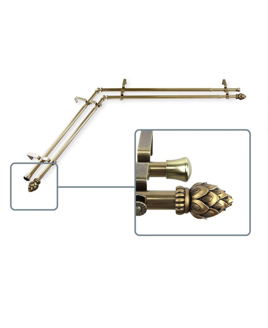 Antique Brass Corner Window Double Rod K806267