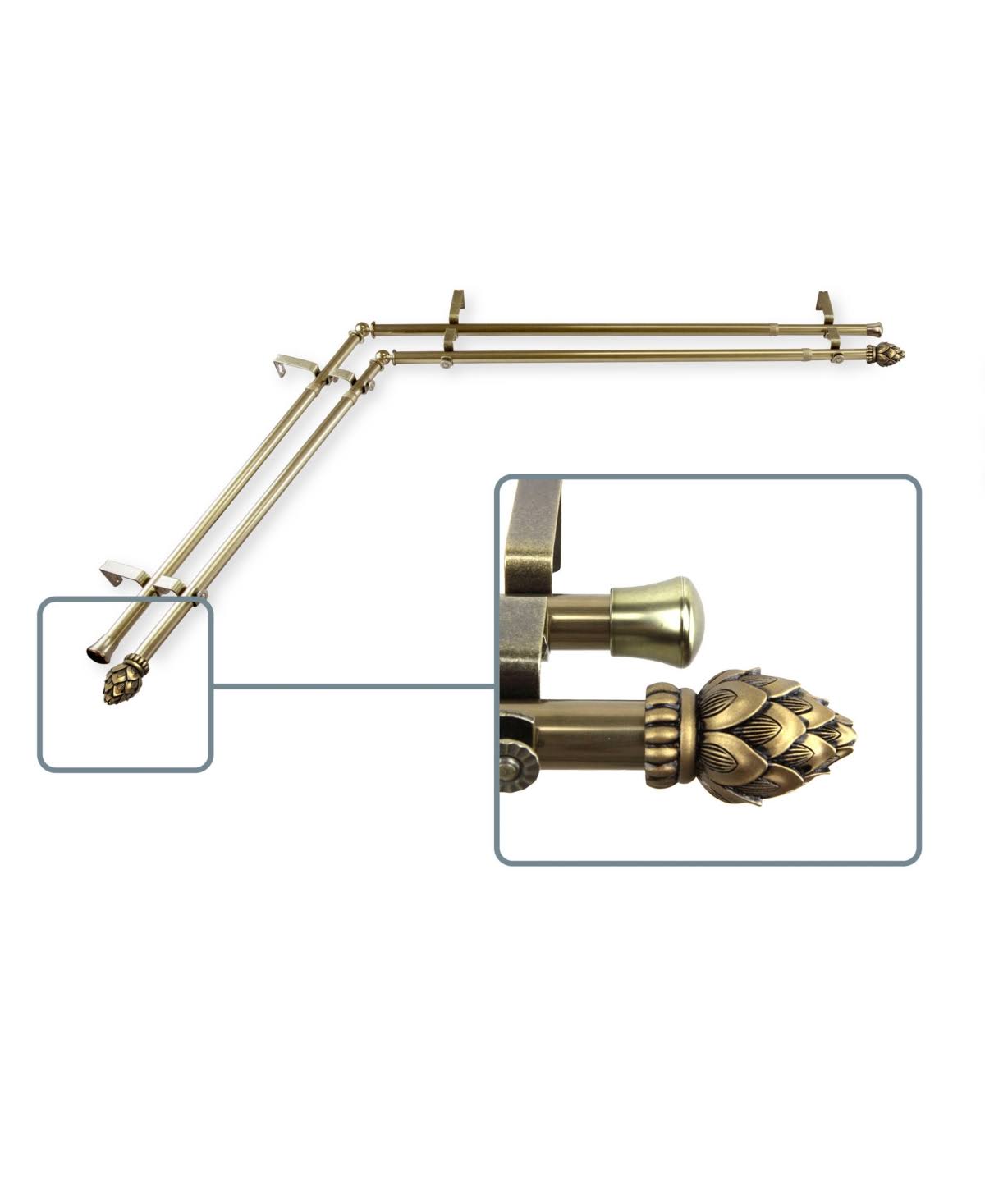 Antique Brass Corner Window Double Rod K806267