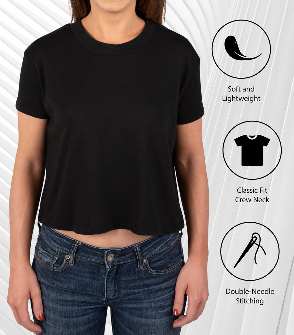 Juniors Cropped Cotton Blend T-Shirt L791