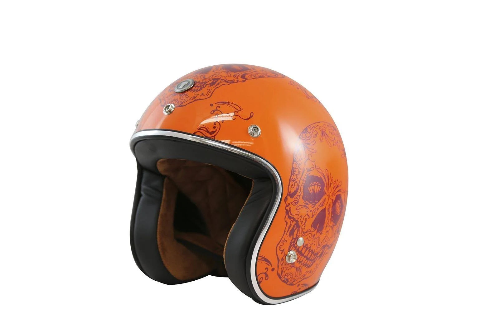 Open Face Helmet with Craneo Graphics (Orange, Large) V36836