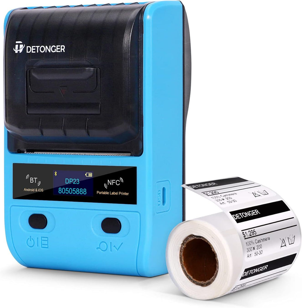 Portable Bluetooth Thermal Label Printer with 1 Pack 50x30mm Label, Black G85243
