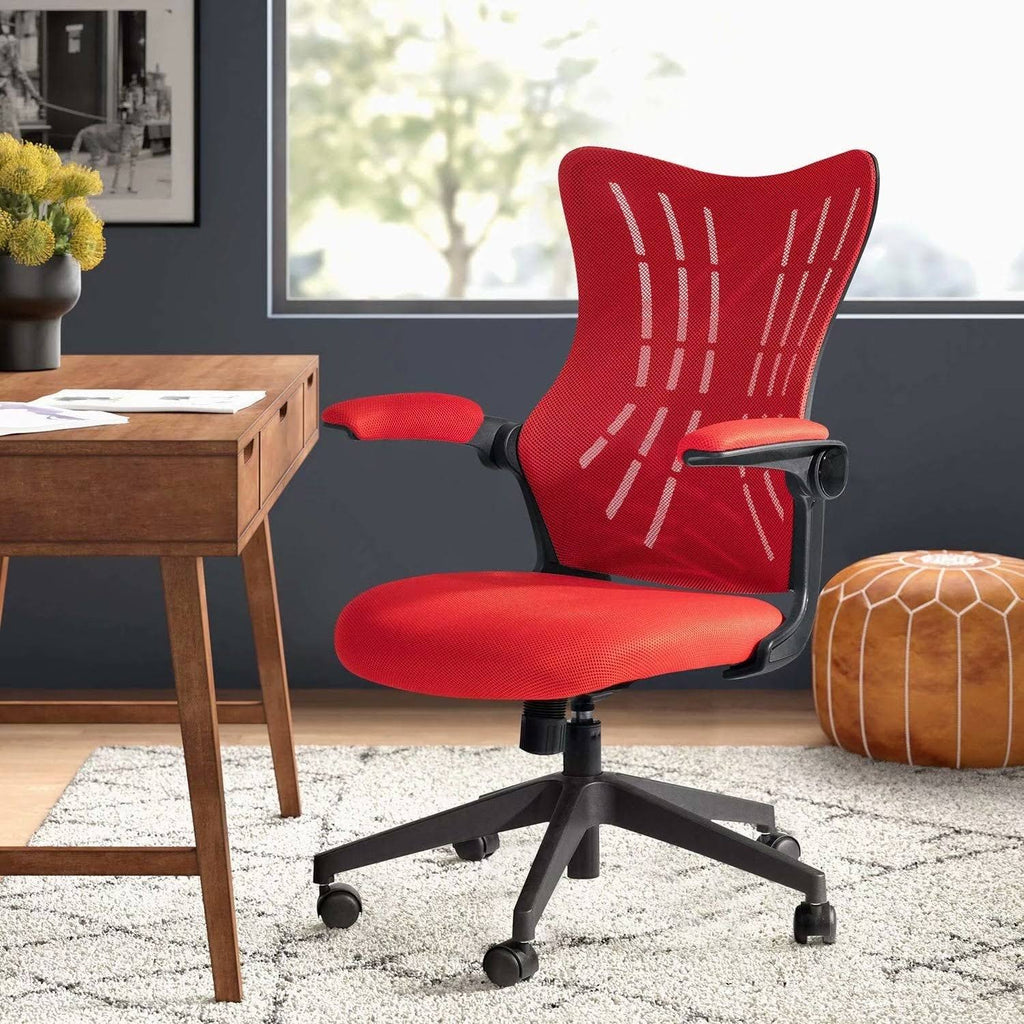 Blue Mid Back Mesh Swivel Task Chair with Flip Arms T882960