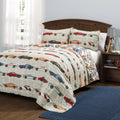 Blue & Orange Race Cars Quilt Set Twin V5135