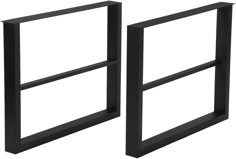 Industrial Black Cast Iron Square Tube Desk Legs 2 Pcs P38059