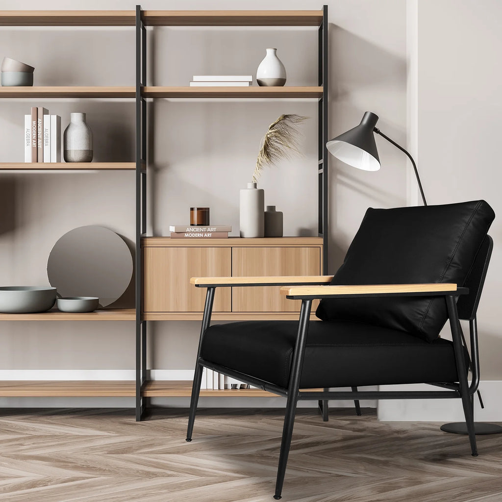 Black PU Leather Accent Chair with Metal Frame A4153