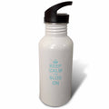 21 oz Blue White Sports Water Bottle U1184
