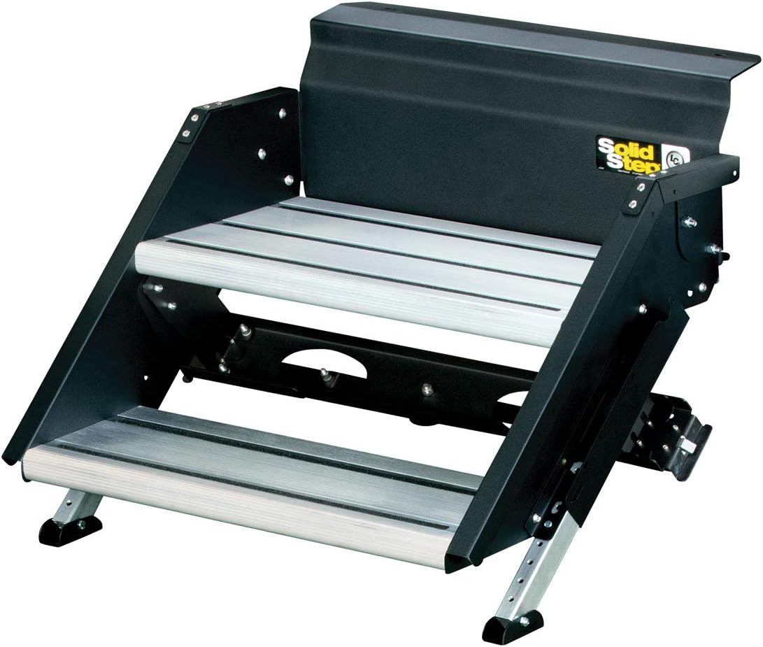 Solid Step Quad Step for RV Entry Doorway, 30 inch, Black M45472