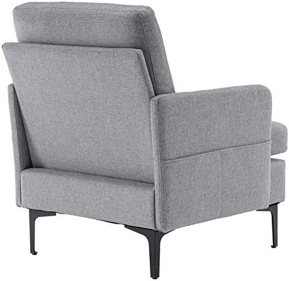 Dark Gray Fabric Lounge Chair with Metal Legs O589869
