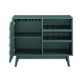 Dark Teal Wood Bar Cabinet with Louvered Door J641440