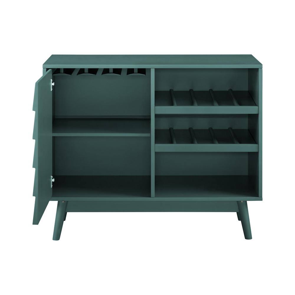 Dark Teal Wood Bar Cabinet with Louvered Door J641440