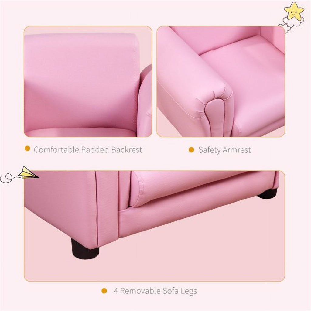 Pink Children's Feet Sofa Set with All Wood Frame Bottom Anti slip Q543