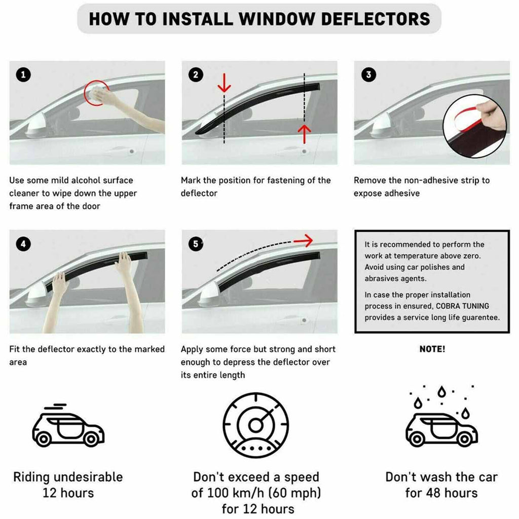 Window Deflector Window Visor Rain Guards 5PCS N32496