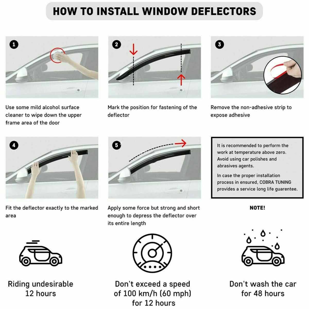 Window Deflector Window Visor Rain Guards 5PCS N32496