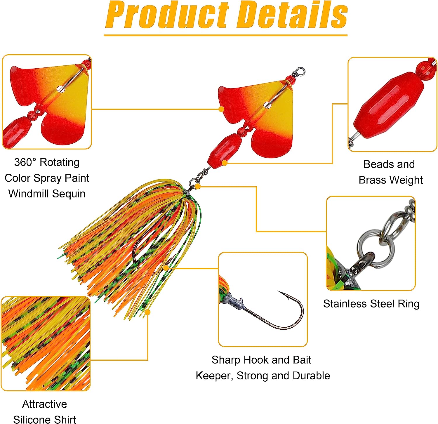 6pcs Metal Spinnerbait Fishing Lures Q74862