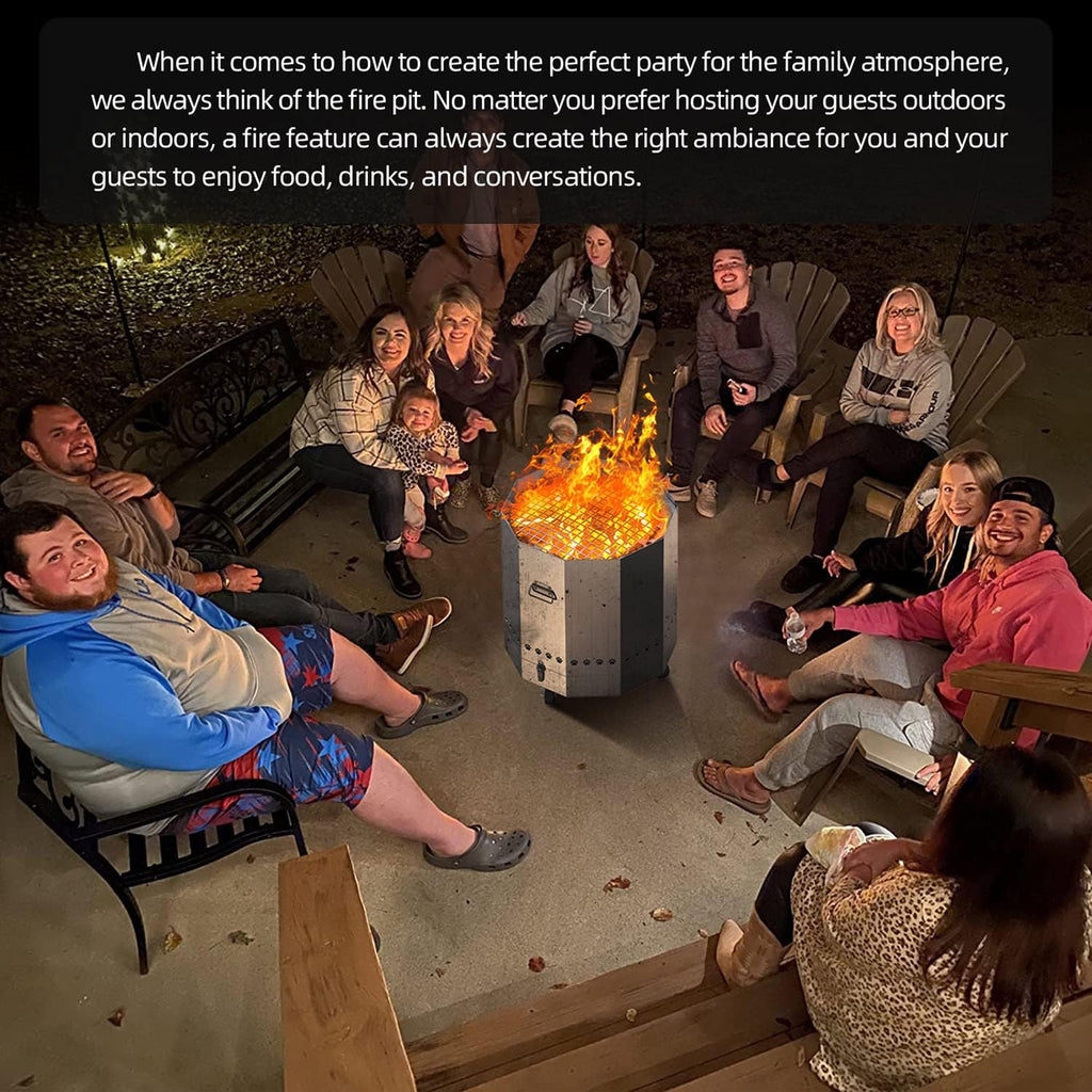304 Stainless Steel Bonfire Fire Pit & Campfire Grill, Portable, 15.75x17.95 Inches I662