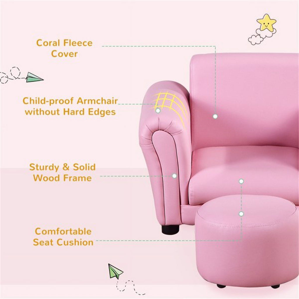 Pink Children's Feet Sofa Set with All Wood Frame Bottom Anti slip Q543