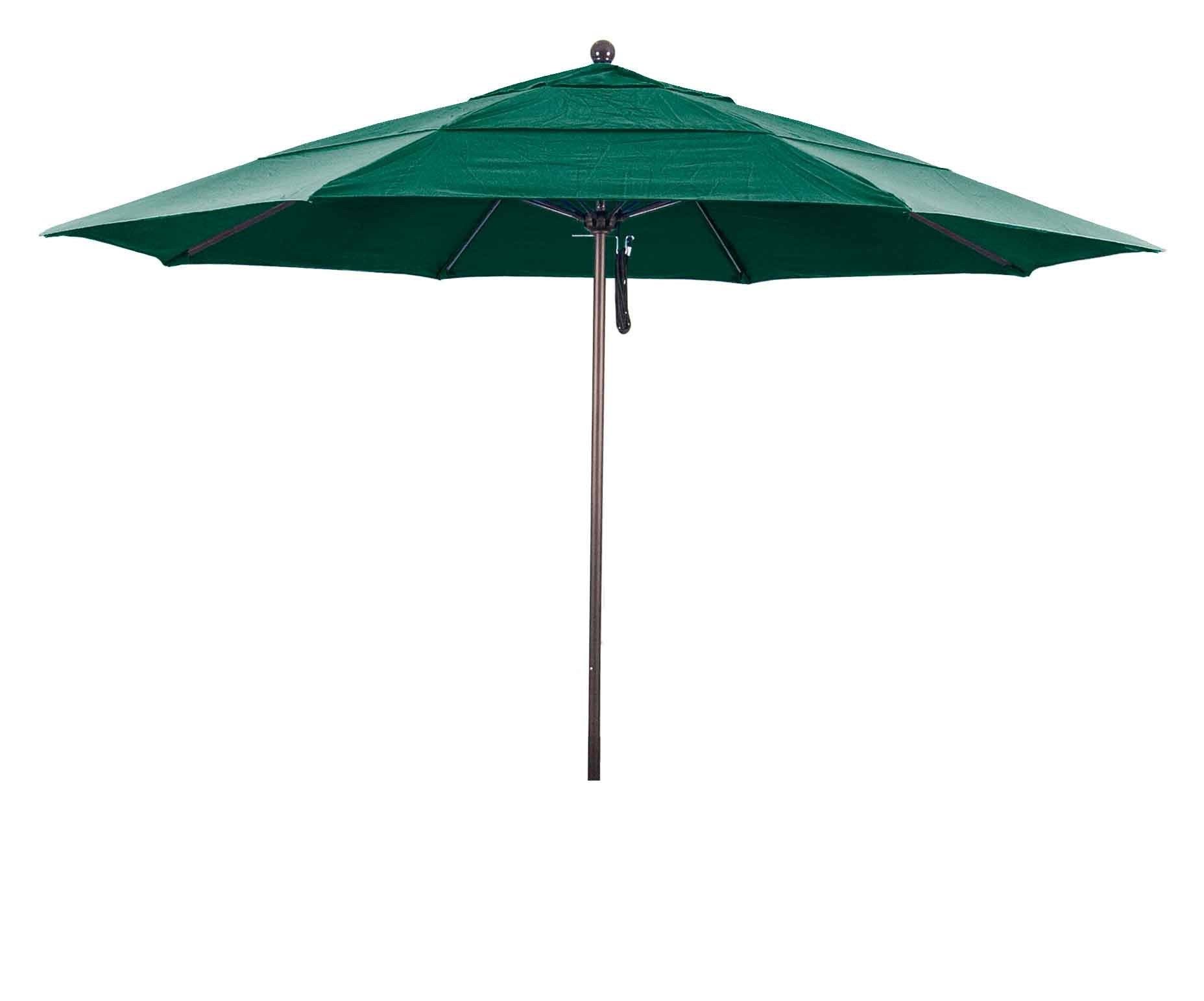 11 ft. Fiberglass Double Vent Market Umbrella - Bronze - Sunbrella Wheat, Beige Y306