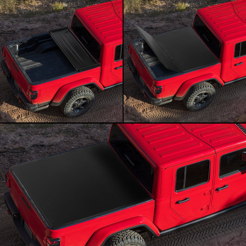 Tri-Fold Soft Tonneau Cover for Jeep Gladiator Pickup Truck Bed Z22240