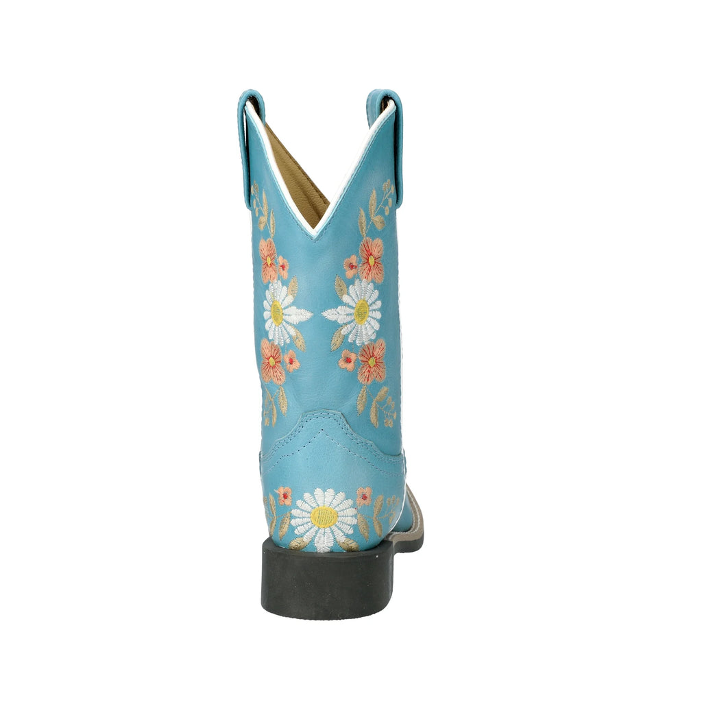 Turquoise Leather Western Boot with Embroidery P475