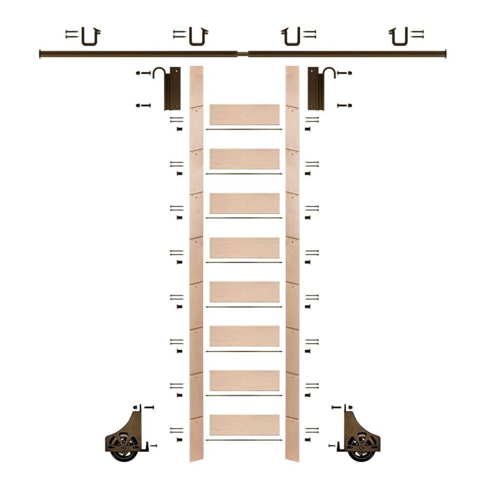 107 in. Un-Finished Maple Library Ladder Kit with 8 ft. Rail A740173