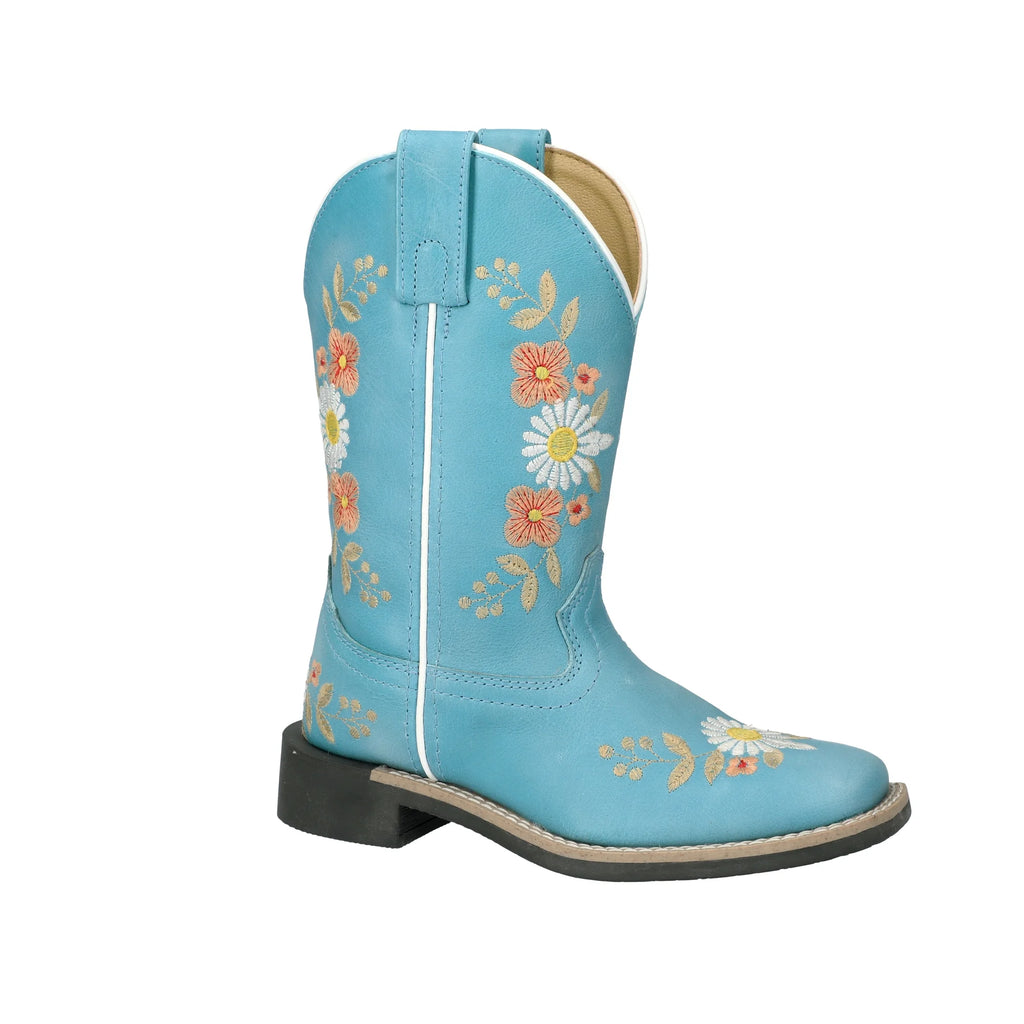 Turquoise Leather Western Boot with Embroidery P475