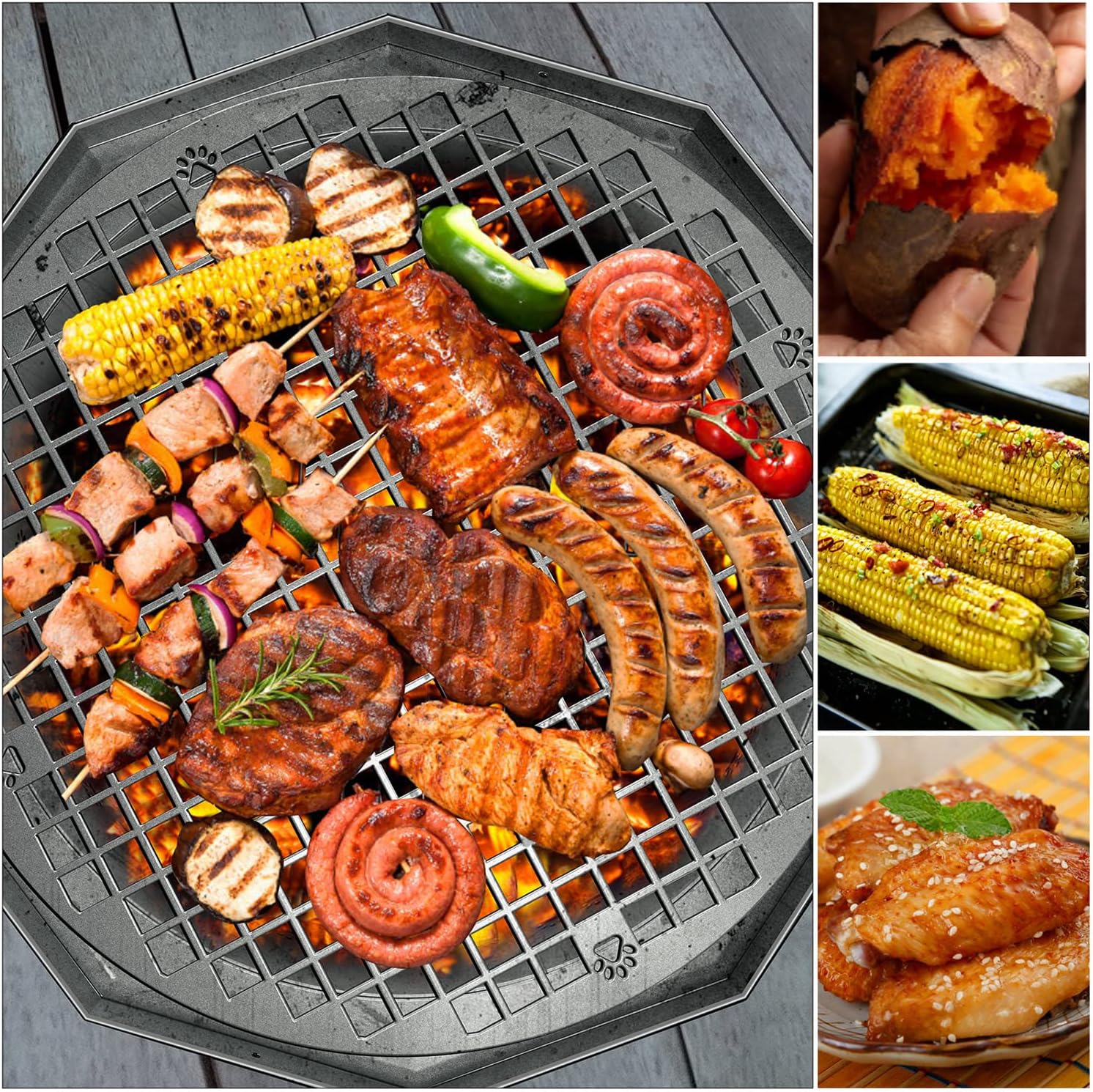 304 Stainless Steel Bonfire Fire Pit & Campfire Grill, Portable, 15.75x17.95 Inches I662